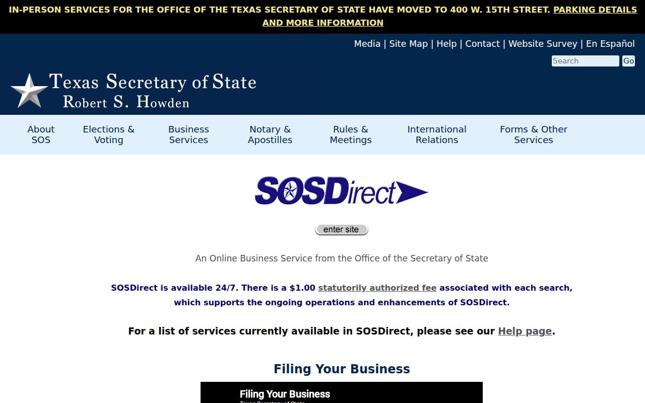 Temple residents directory Texas SOSDirect business records page